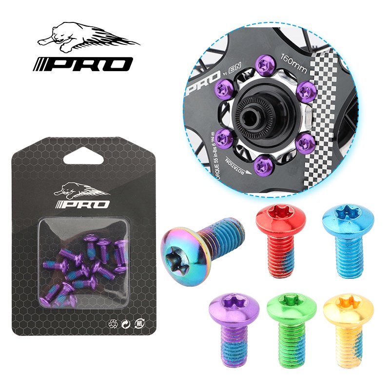 Colorido 12PCS M5x10 MTB Parafuso De Fixação Do Rotor Freio A Disco 12PCS T25 De Aço Arco-Íris