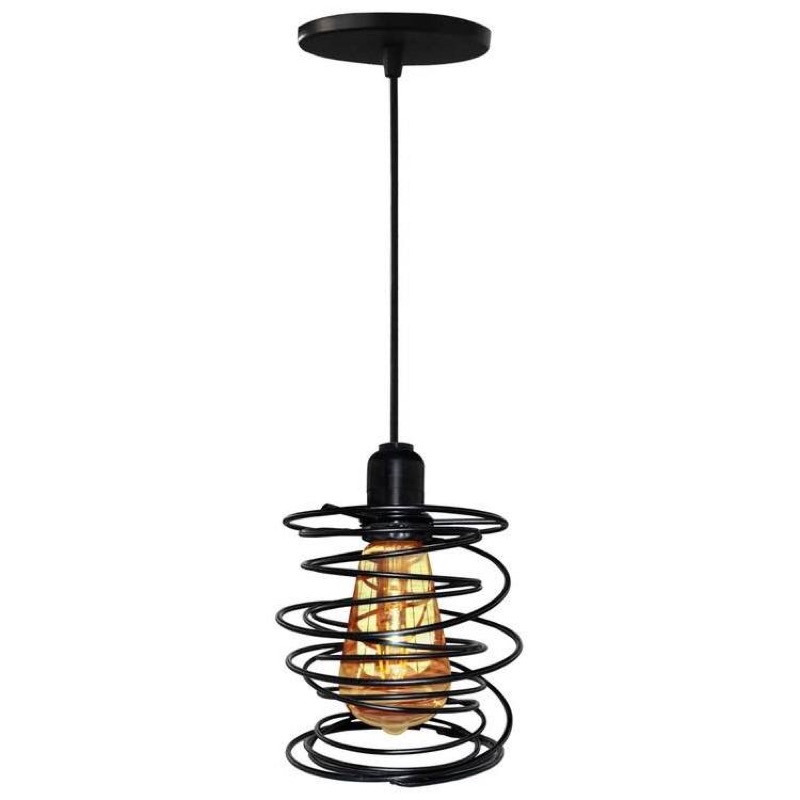Luminária Pendente Diamante Preto Aramado Lustre Retro Industrial