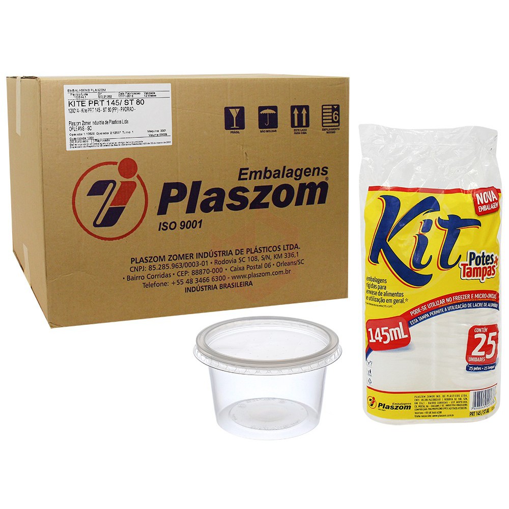 Pote com tampa transparente multiuso plazon 145ml com 25 unidades ...