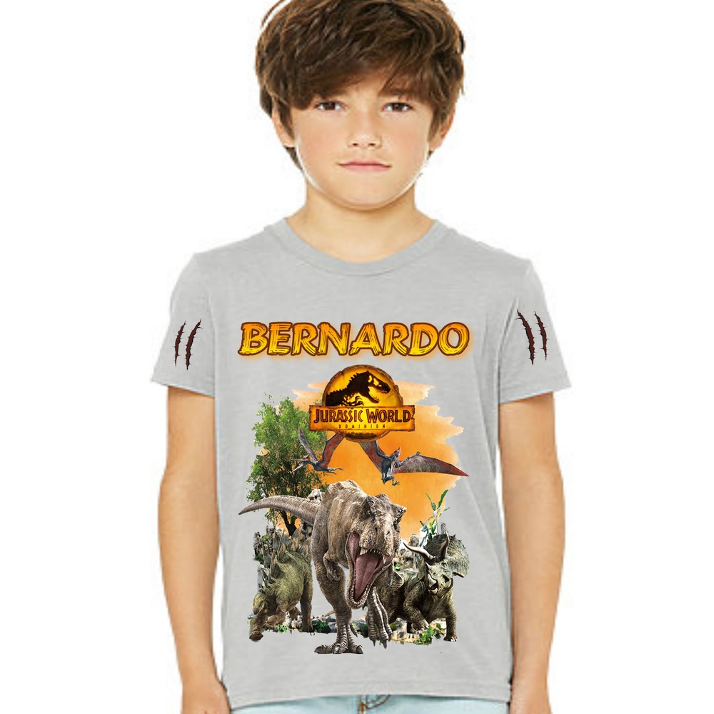 Camiseta personalizada infantil Jurassic World Dominio Dominion filme novo 2022