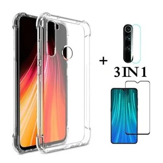 Kit Capa Capinha Anti Impacto Transparente Xiaomi Redmi Note 8 + Película 9d + Película Câmera
