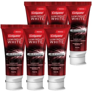 Kit C/ 6 Cremes Dental Colgate Luminous White Carvão Ativado 70g em Oferta na Shopee