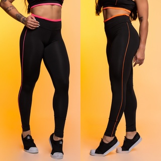 Kit Duas Calças Legging Fitness Básica Com Detalhe Em Vivo