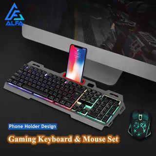 Teclado Gamer Semi Mecânico LED RGB Pode Colocar Celular