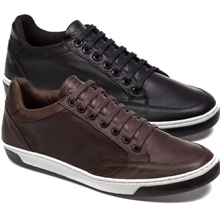 Kit 2 pares sapatenis em couro legitimo 8169 tenis confortavel