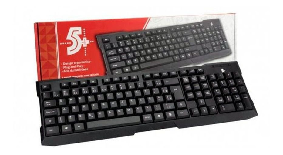 Teclado Office Abnt2 Design Ergonômico C/ Cabo 1.30m Usb 5+ | Shopee Brasil