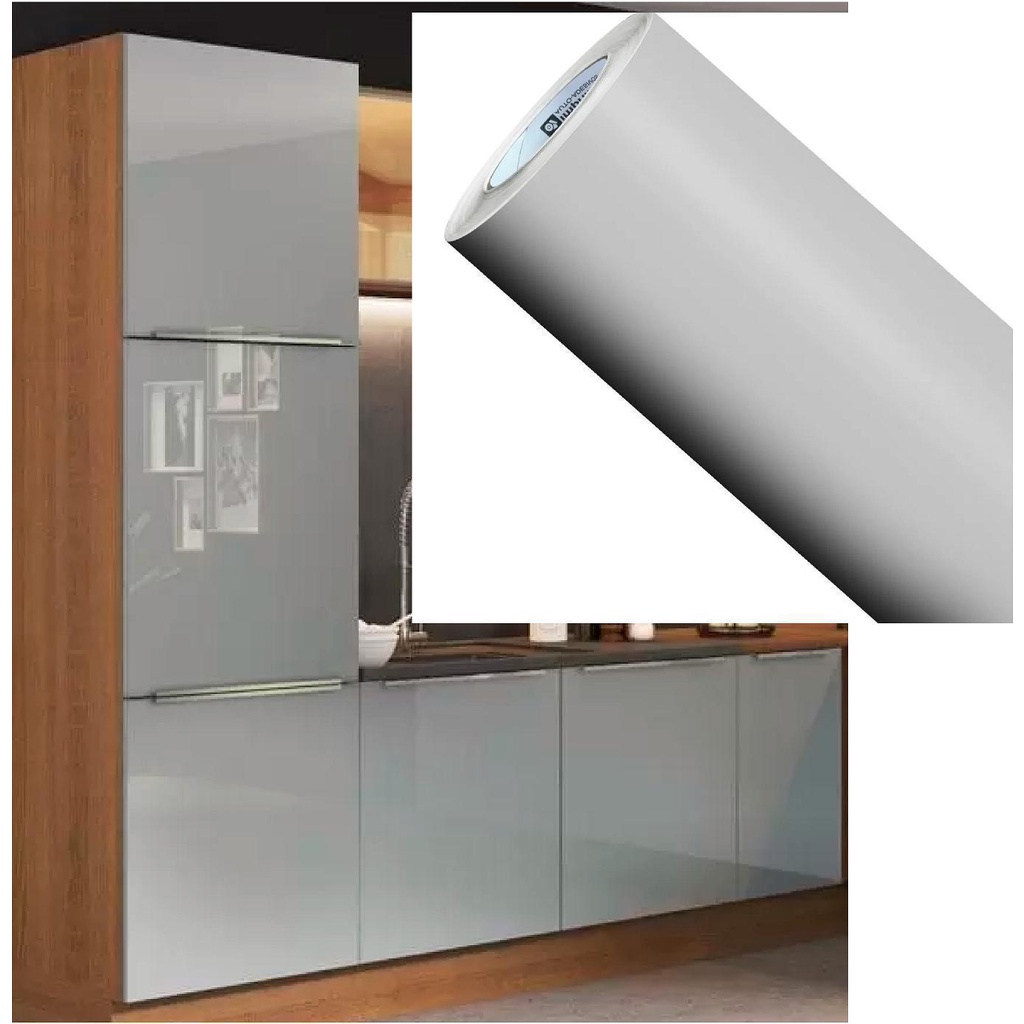 Papel Contact Adesivo Para Móveis Vinil Cinza Claro 1x0,45M