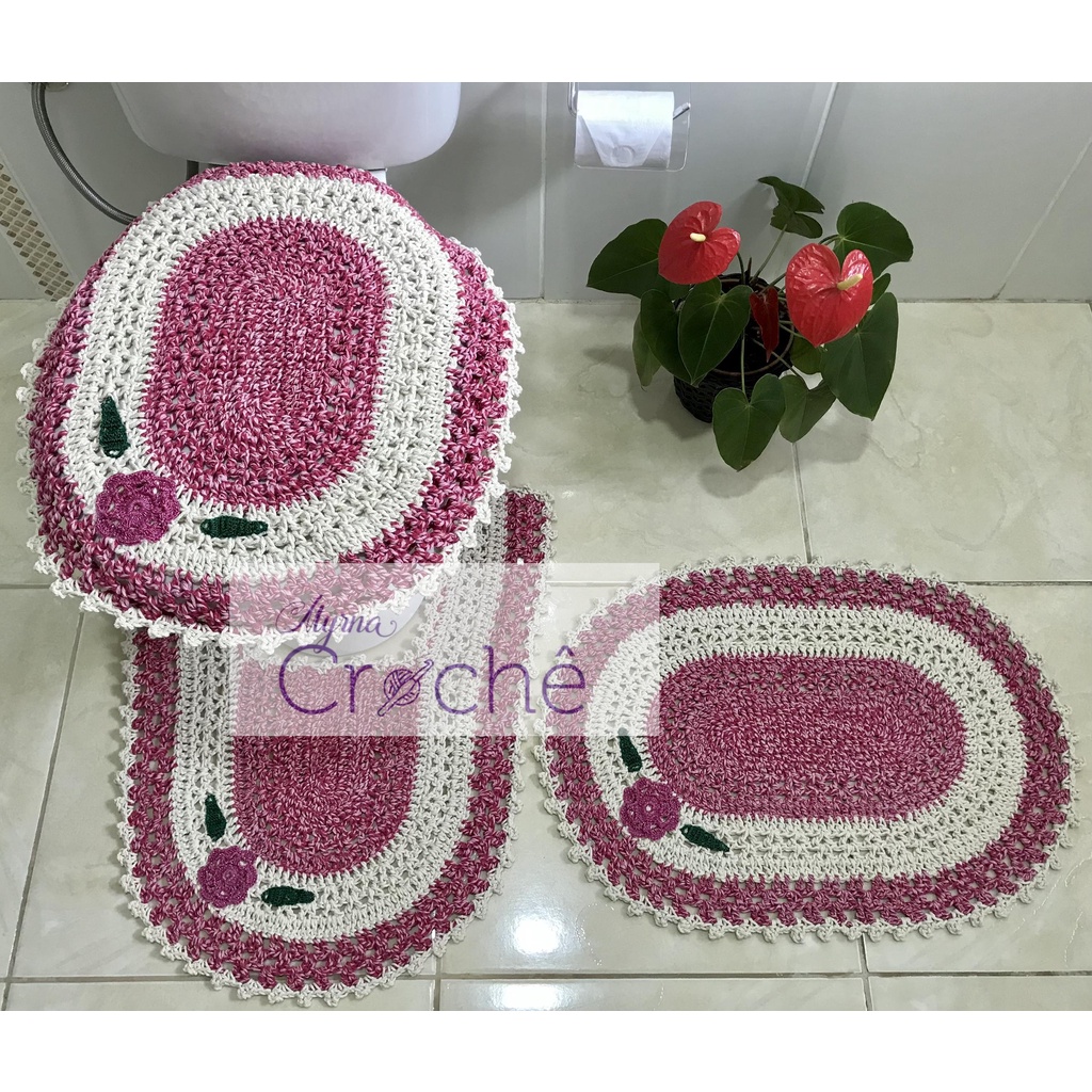 Jogo de Banheiro Rosa Cod.0042 FRETE GRATIS - Barra Croche