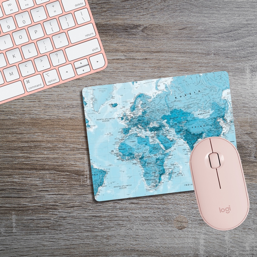 Mouse Pad Retangular - Mapa mundi Azul | Shopee Brasil