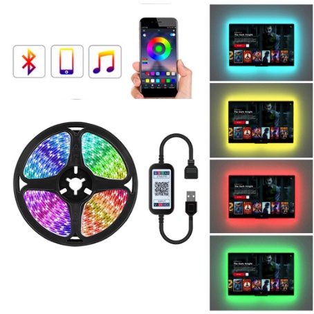 Fita Led Ultra Rgb 5050 Fonte USB com Controle ou App Bluetooth Android iOS e Sensibilidade Musical