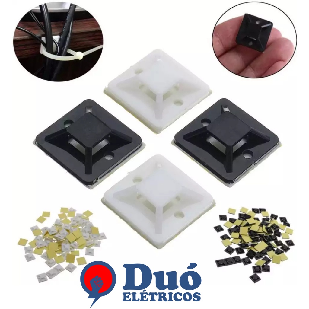 Fixador Abraçadeira Autoadesivo 25x25mm - 10 Unidades