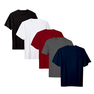 Kit com 5 Camisetas Premium Masculina Lisa 100% Algodão AMGK