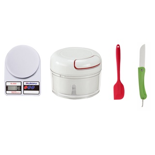 Balança Cozinha + Mini Processador 170ml + Espátula Silicone Confeitaria + Faca Dóbravel