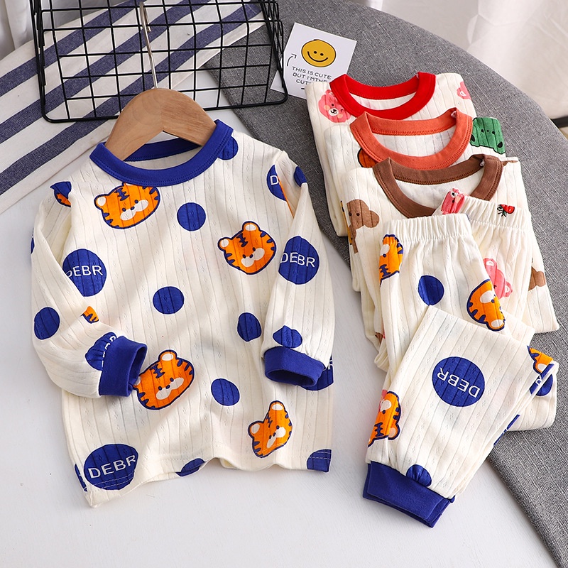 0-8Y Outono Fashion Kids Clothes Set Cotton Breathable Soft Boys Girls Pijamas