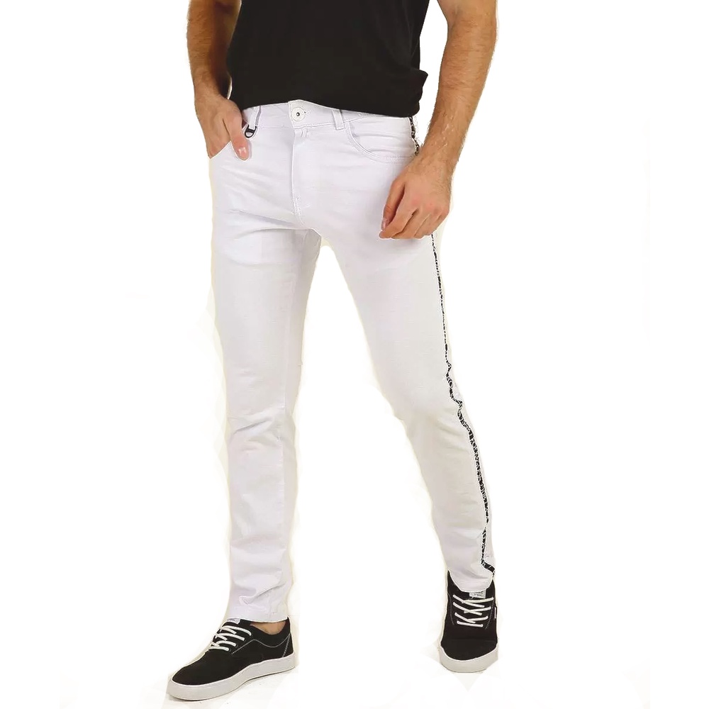 Calça Masculina Sarja Skinny Calca Jeans Masculino Rock & Soda - Branca