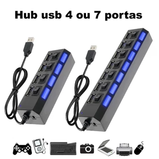 Hub Usb 2.0 7 Portas Régua Usb Extensão Usb Pen Drive Teclado 480mbps