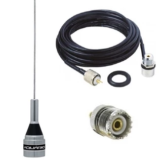 Antena Móvel Vhf 50cm M-300c Cabo Coaxial 3,5mts Adaptador Baofeng Sma Femea UHF Femea