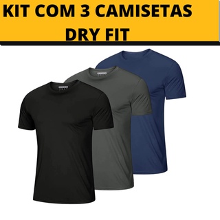 Kit Com 3 Camisetas Masculina Dry Fit Parvori - Academia Treino Corrida Esportes Promoção!