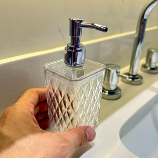Porta sabonete Liquido ou Álcool de acrílico Transparente com válvula Pump para Banheiro ou Lavabo