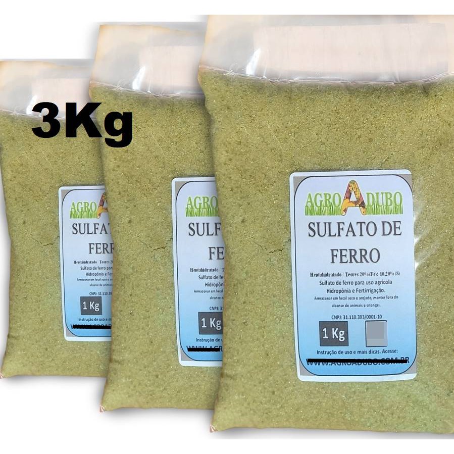 Fertilizante 3kg Sulfato De Ferro 20%(fe) Heptahidratado