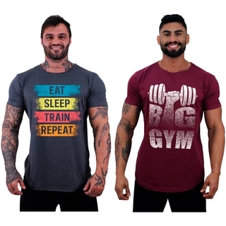Kit 2 Camisetas Longline MXD Conceito Malha 30.1 Penteada Estampas Diversas Fitness Sport Academia Animais Coruja e Caveira de Bandana