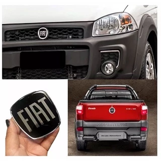 Kit Emblema Adesivo Tras Diant Fiat Strada Black Resinado