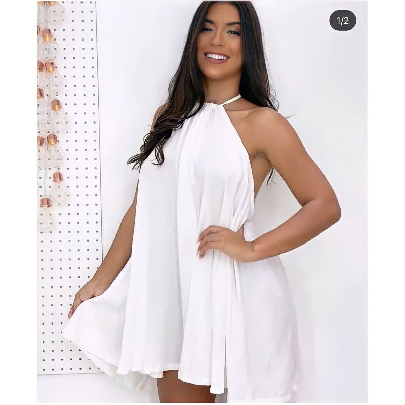Vestido curto soltinho viscose rodado costas nua novidade | Shopee Brasil