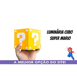 almofada lucky block cubo gigante interrogação super mario games