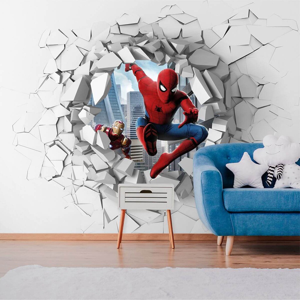 Papel De Parede Personalizado Homem-Aranha Marvel Buraco 3D