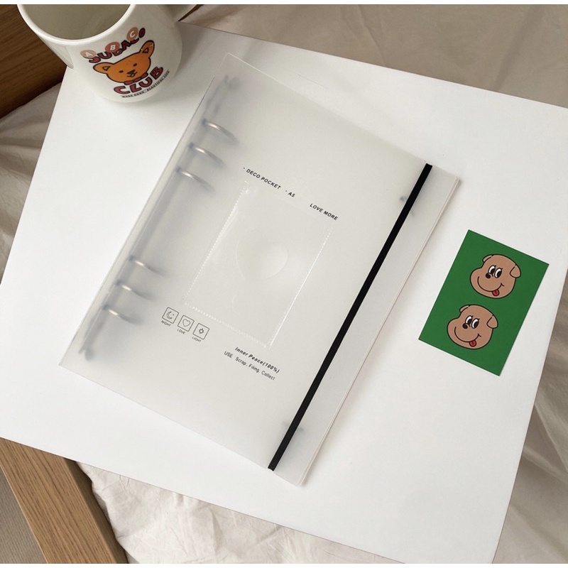 Kpop - Album fotografico formato A5, 3 pollici, con 20 fogli, 4 scomparti (160 tasche), custodia trasparente, 5 adesivi colorati, 6 raccoglitori ad anelli