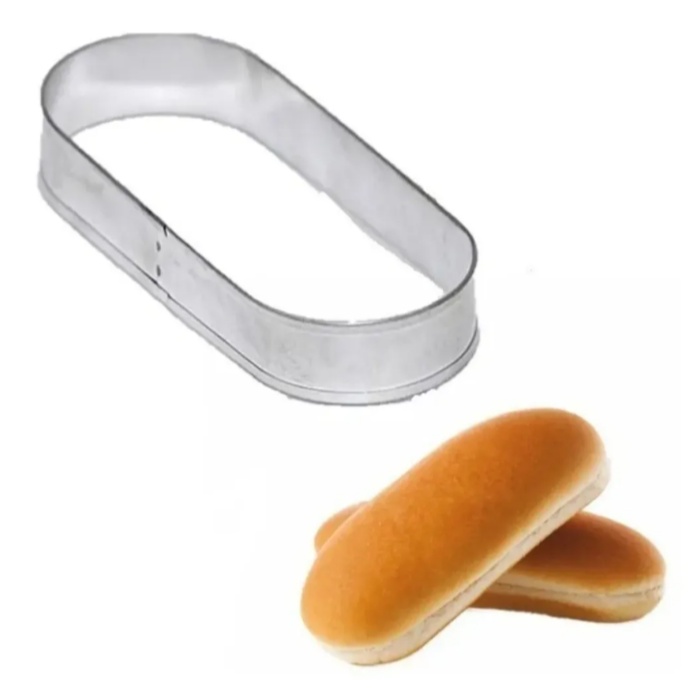 Aro Modelador Para Pão De Hot Dog 15x7x3,0cm Aço Inox