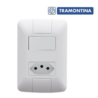 conjunto tramontina interruptor paralelo + tomada 10A