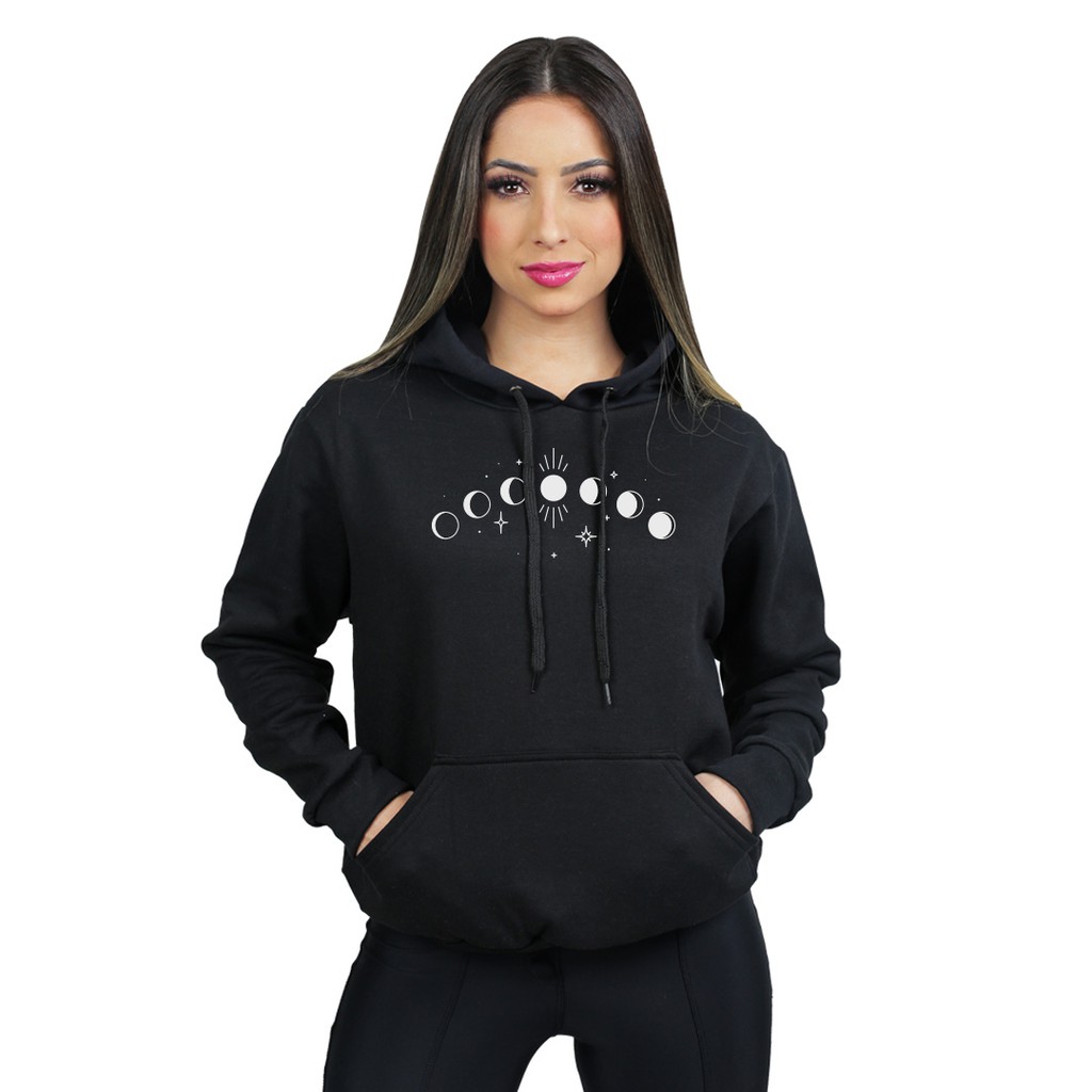 Moletom canguru hot sale preto feminino