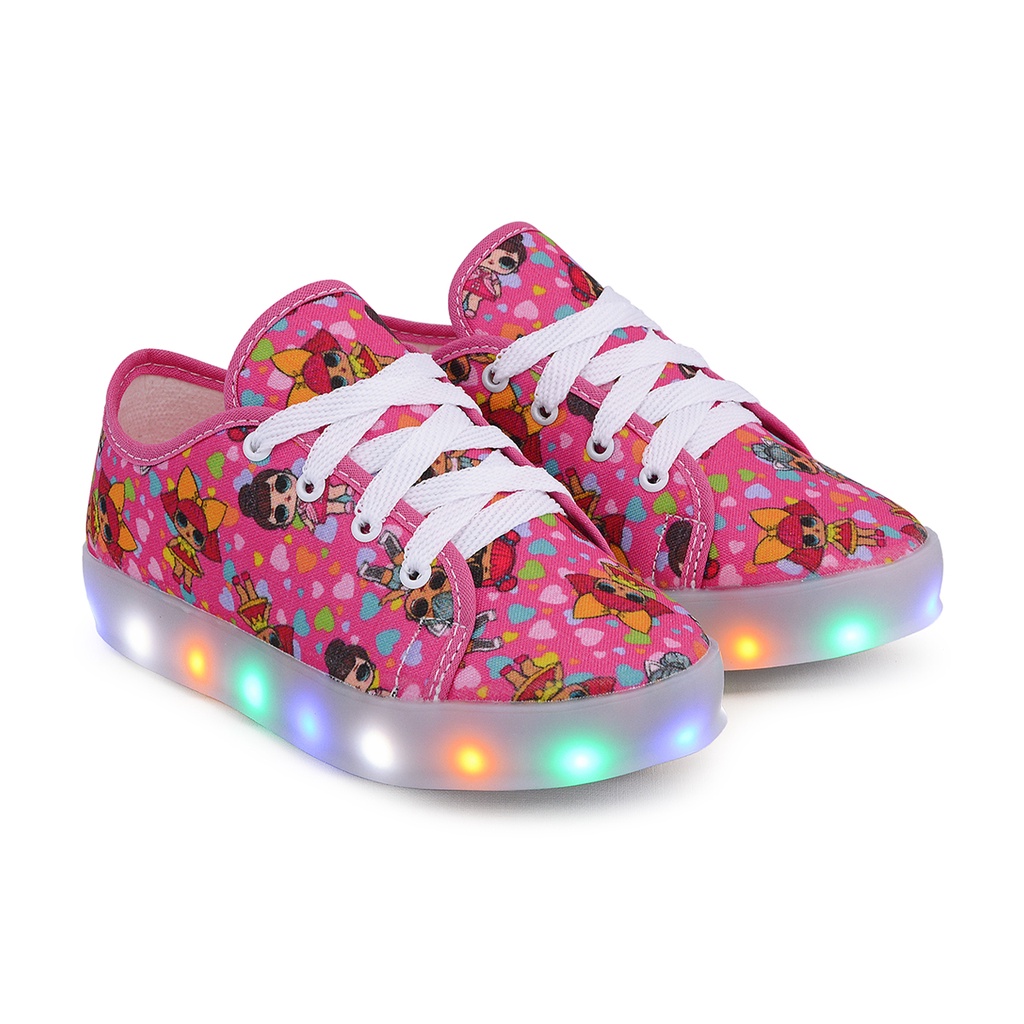 Tênis Infantil Led Luzinha Estampado Com Personagens Masculino Feminino Casual Confortável