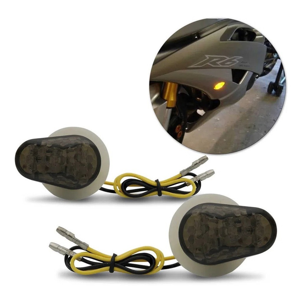Pisca Seta Led Embutir Carenagem Motos R1 R6 Yamaha Fume - 16340