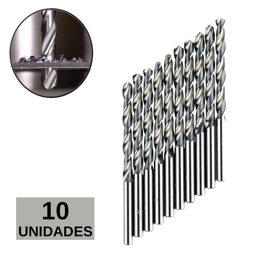 Jogo De 10 Brocas Aço Rápido Metal 1 4 Polegadas Starfer Shopee Brasil