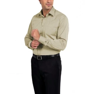 Camisa Social Manga Longa 100% Microfibra Masculina Bege Clara