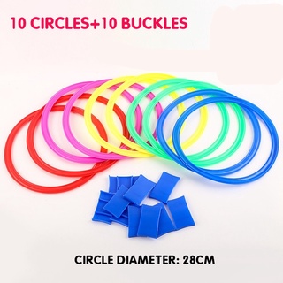 Conjunto de jogos de círculo de amarelinha interior e ao ar livre, círculo  de puzzle carnaval, 10 círculos e 10 botões (Size : Small)