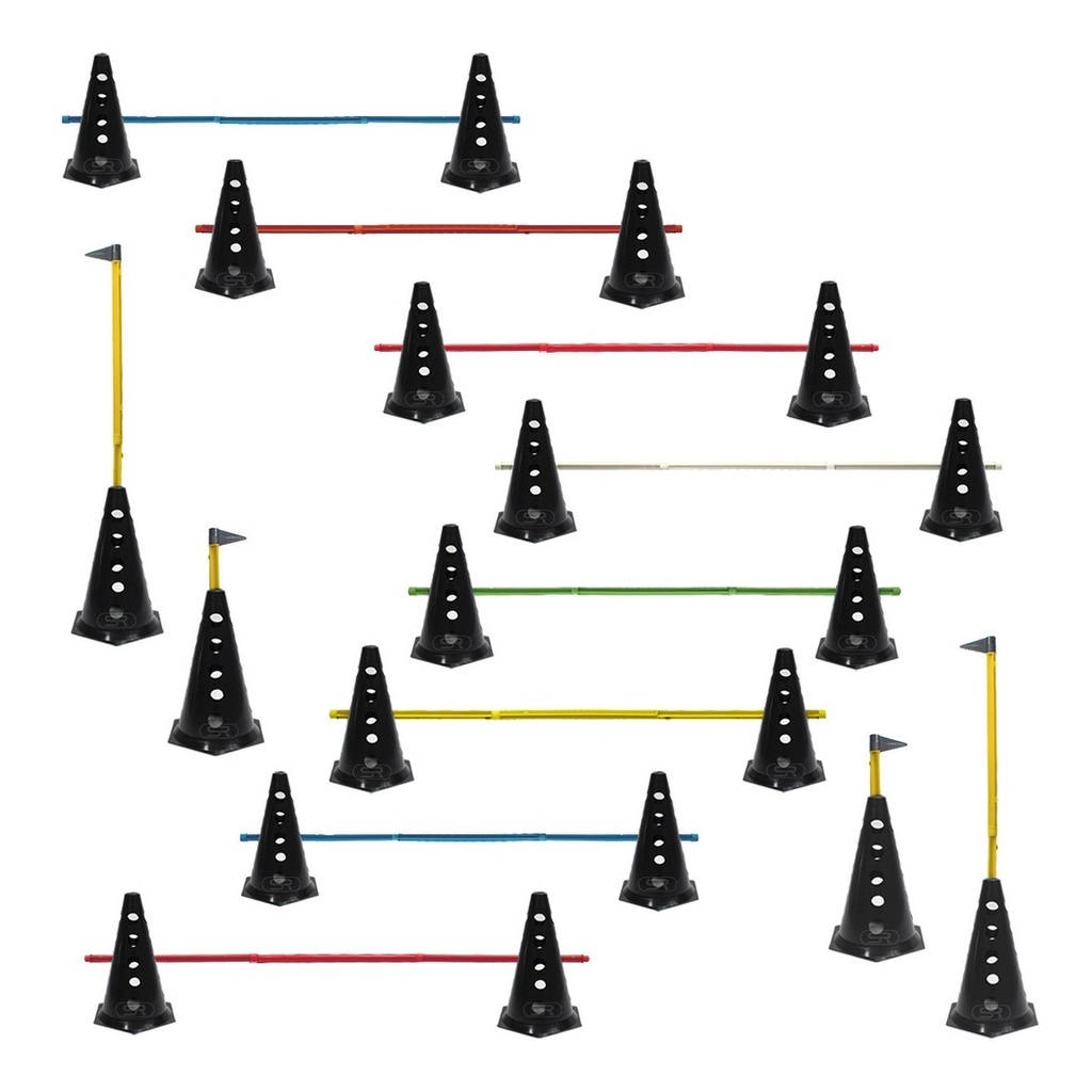 Kit 20 Cones Furados Com 10 Barreiras Funcional Black Agilidade ...