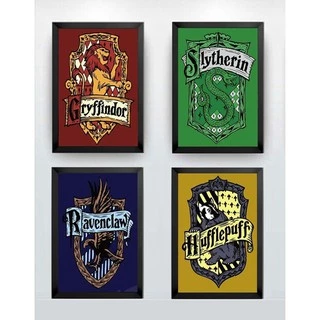 Kit 4 Quadros Decorativos Casas Harry Potter