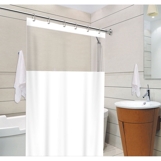 Cortina para Box de Banheiro Branco Com Visor Transparente 100% PVC e Ganchos