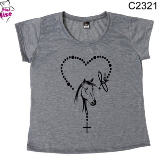 Camiseta Feminina Plus Size Fe Terco Country C2321
