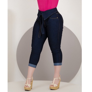 Calça Capri Feminina Jeans Com Licra Cintura Alta Com Efeito Levanta Bumbum  35 em Promoção na Americanas