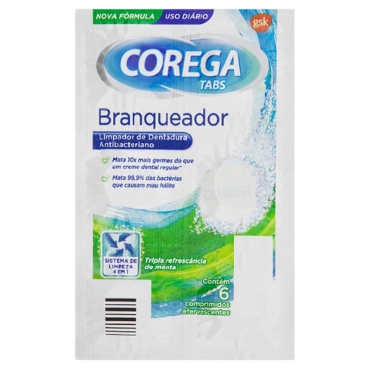 Corega Tabs Branqueador Limpador Dentaduras Com 6 Comprimidos ...