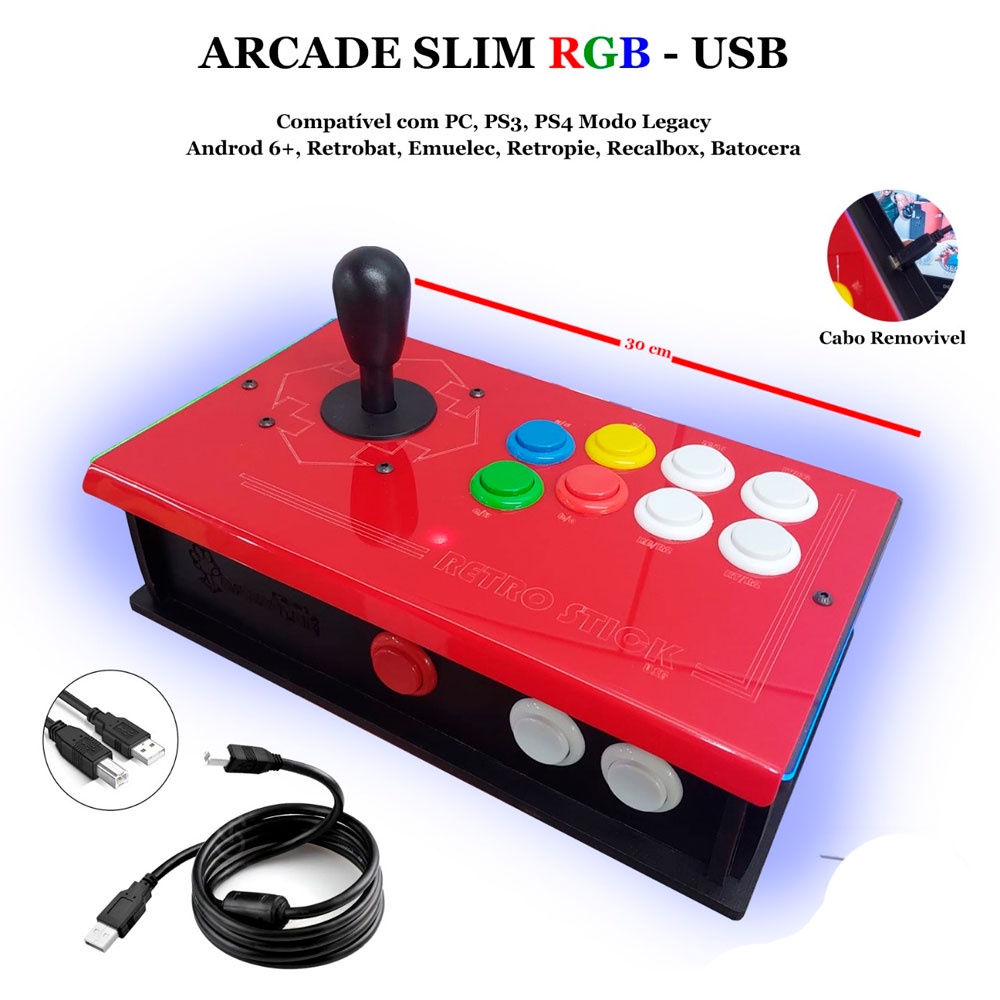 Controle Arcade Slim RGB USB Zero Delay - Multiplataformas | Shopee Brasil