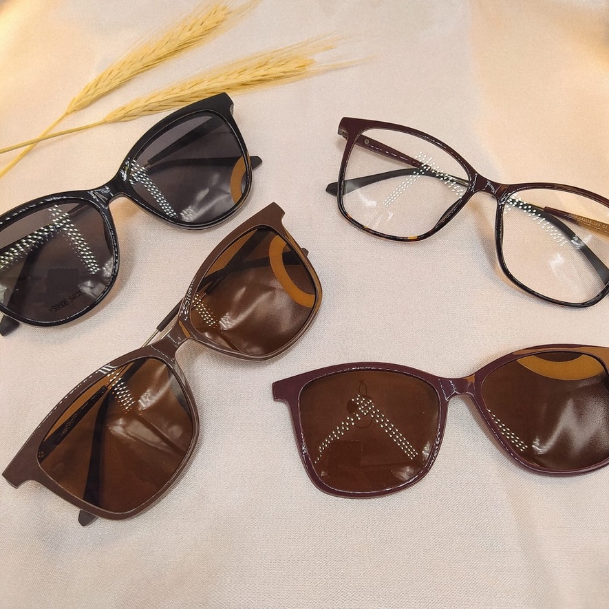 Óculos De Armação Clipon 2 Em 1 Feminino Redondo Modelo Novo Presentegod 9505