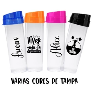 Garrafa Squeeze Eco Água Acqua Bio Transparente Personalizada 475ml