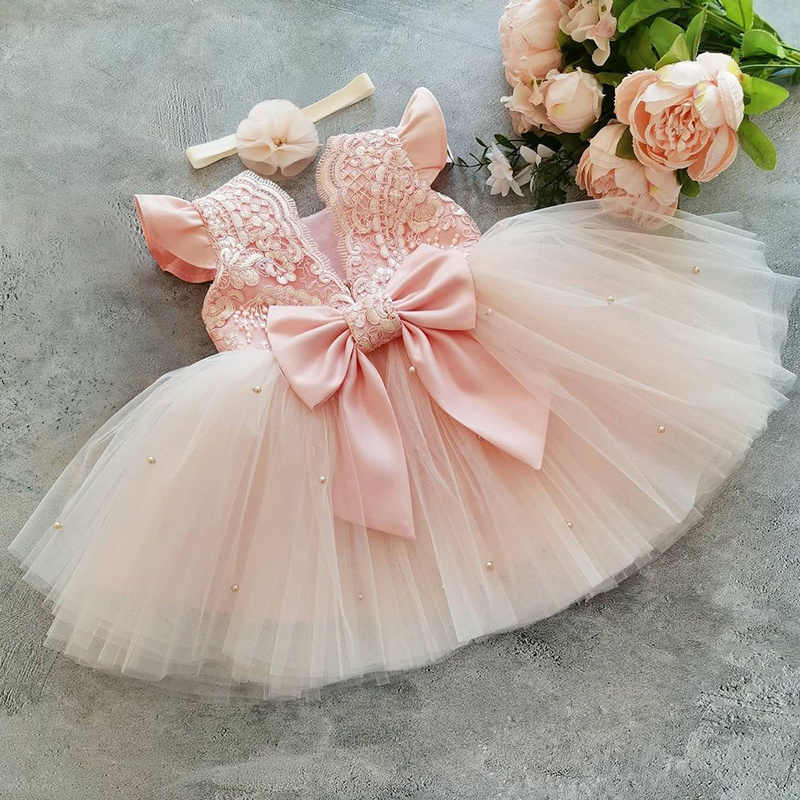 Vestido 3M-24M para bebês recém-nascidos, vestido de princesa de renda,  vestido de aniversário, fantasia de Halloween, vestido de festa infantil,  Rosa, 24 meses