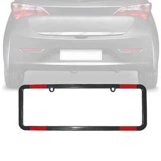 Placa Moldura Par 365x120mm Preta Com Refletor Especial - Universal Padrão Antigo e Mini Mercosul