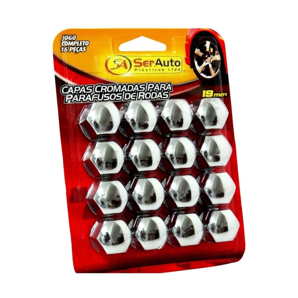 Kit Capa Parafuso Roda Cromado Universal 19mm Jogo 16 Peças | Shopee Brasil